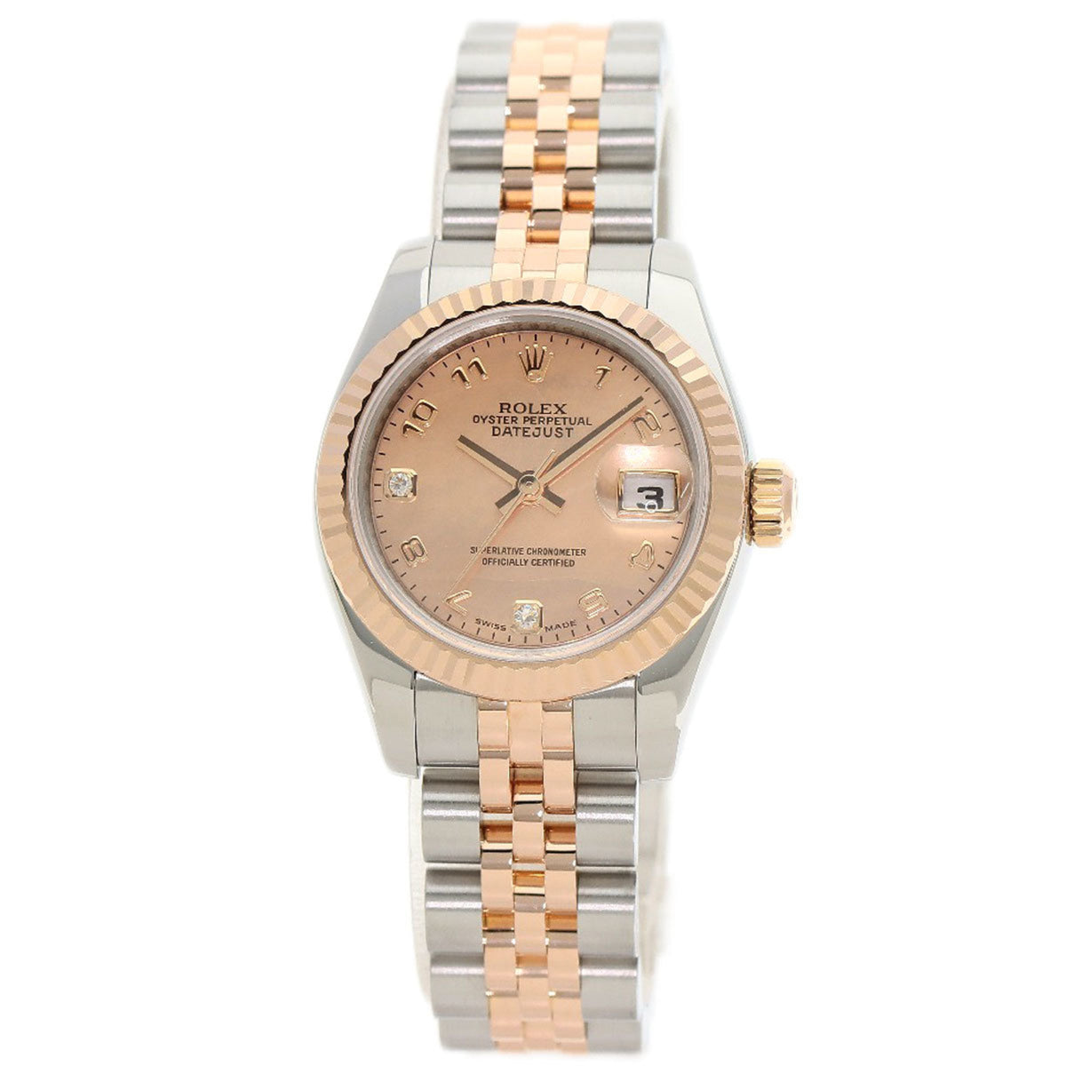 Gebrauchte Rolex 179171N2BR Datejust 2P Diamant Goldstaubuhr Edelstahl SSxK18PG Everose Damen ROLEX 