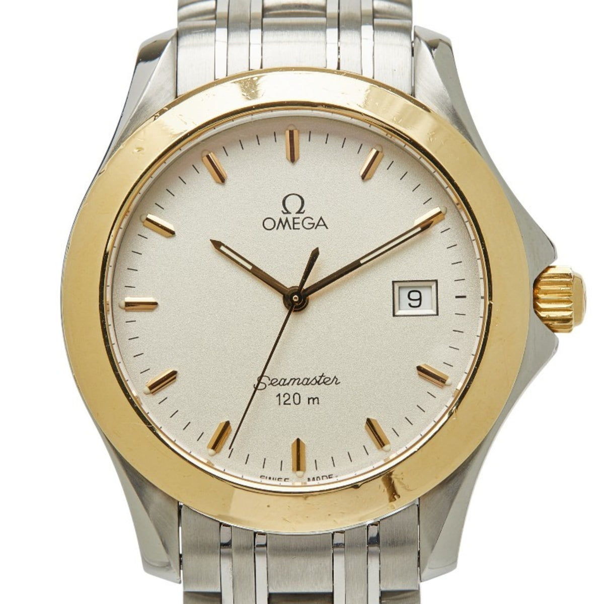 Pre-Owned Omega Seamaster Watch 2411.31 Quartz Beige Dial Stainless Steel Yellow Gold Men's OMEGA