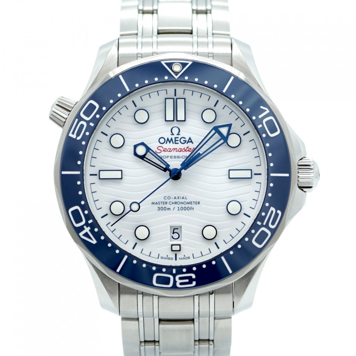 Gebrauchte Omega Seamaster Diver 300M Tokyo 2020 522.30.42.20.04.001 Herrenuhr mit weißem Zifferblatt 
