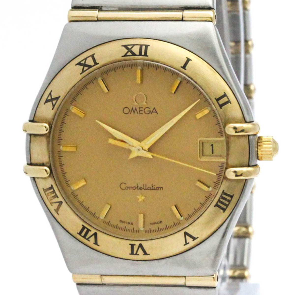 Gebrauchte OMEGA Constellation 18 Karat Gold Stahl Quarz Herrenuhr 1212.10 poliert 