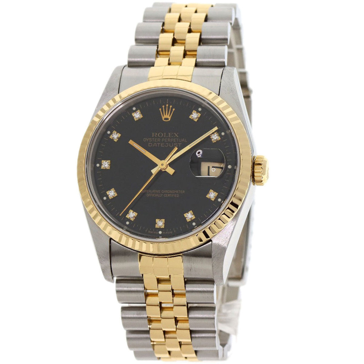 Gebrauchte Rolex 16233G Datejust 10P Diamantuhr Edelstahl SSxK18YG Herren ROLEX 