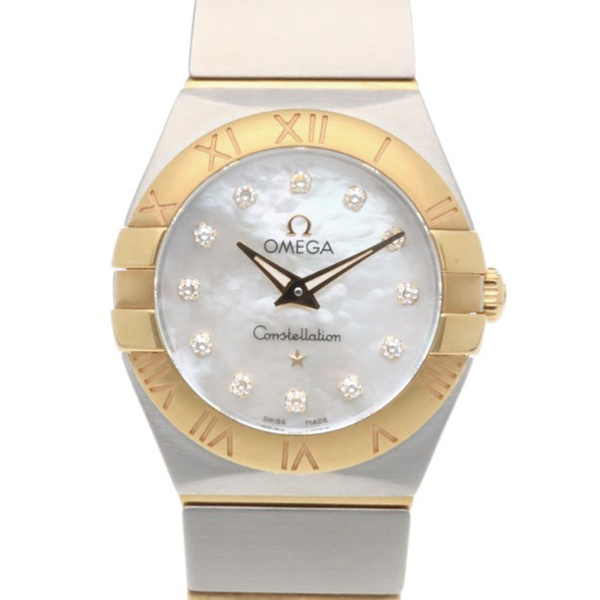 Pre-Owned Omega Constellation Watch, Stainless Steel Quartz 92086XXX, Ladies, Pre-owned, 12-Diamond, Mother-of-Pearl.