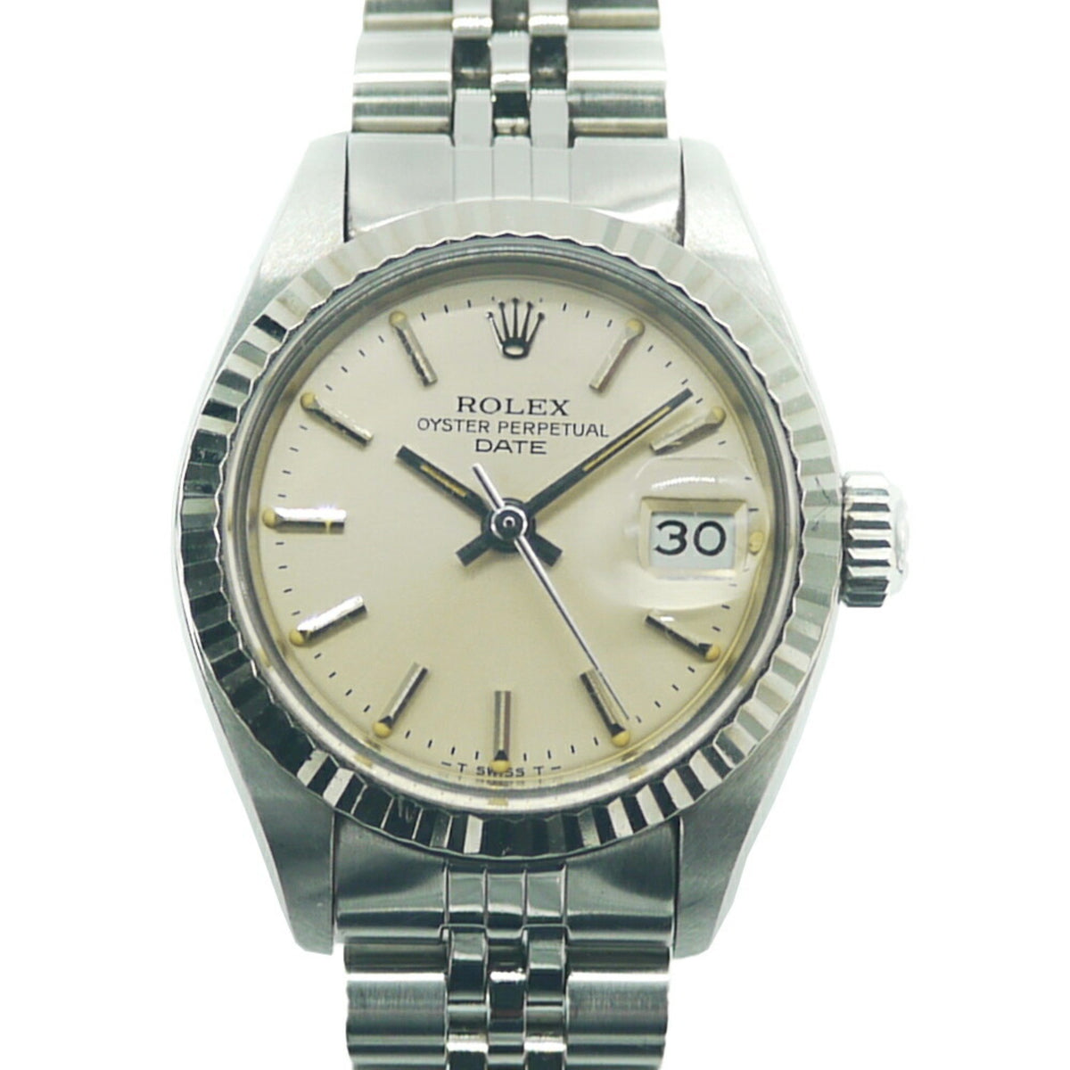 Gebrauchte ROLEX Oyster Perpetual Date 6917 Damenuhr Nr. 73 SS/WG Automatik 