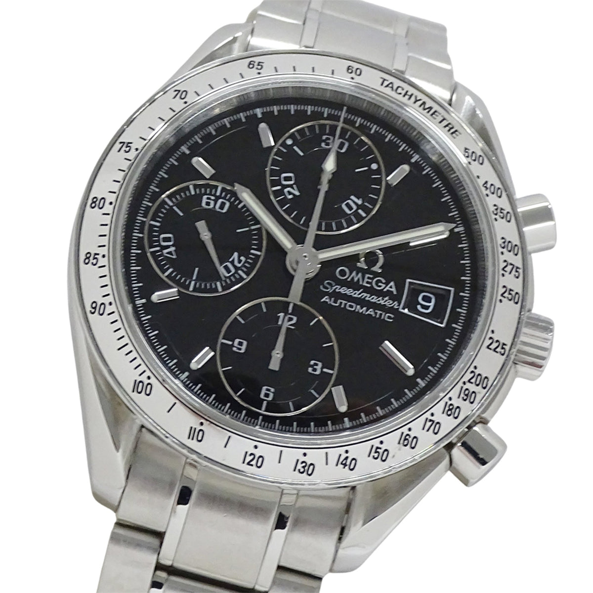 Pre-Owned OMEGA Speedmaster 3513.50 Men's Watch, Date, Automatic, Stainless Steel, Silver, Black, Polished