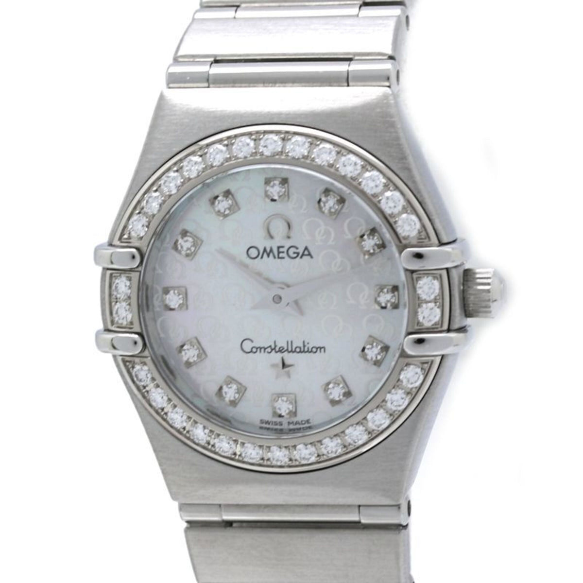 Pre-Owned OMEGA Constellation Mini 12P Diamond Bezel 50th Anniversary Model 1460.75.00 Women's Watch Stainless Steel 40454