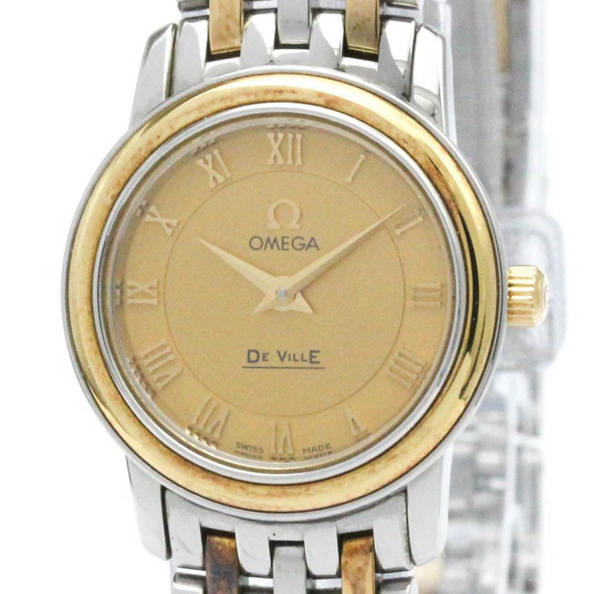 Gebrauchte polierte OMEGA De Ville Prestige 18 Karat Goldstahl Damenuhr 4370.12 BF571657 