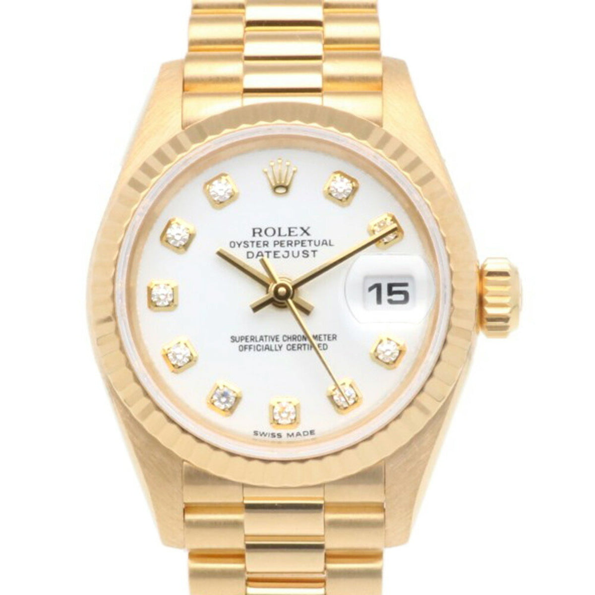 Gebrauchte Rolex Datejust Oyster Perpetual Uhr 18K 69178 Automatik Damen ROLEX N Serie 1991 Modell 10P Diamant überholt 