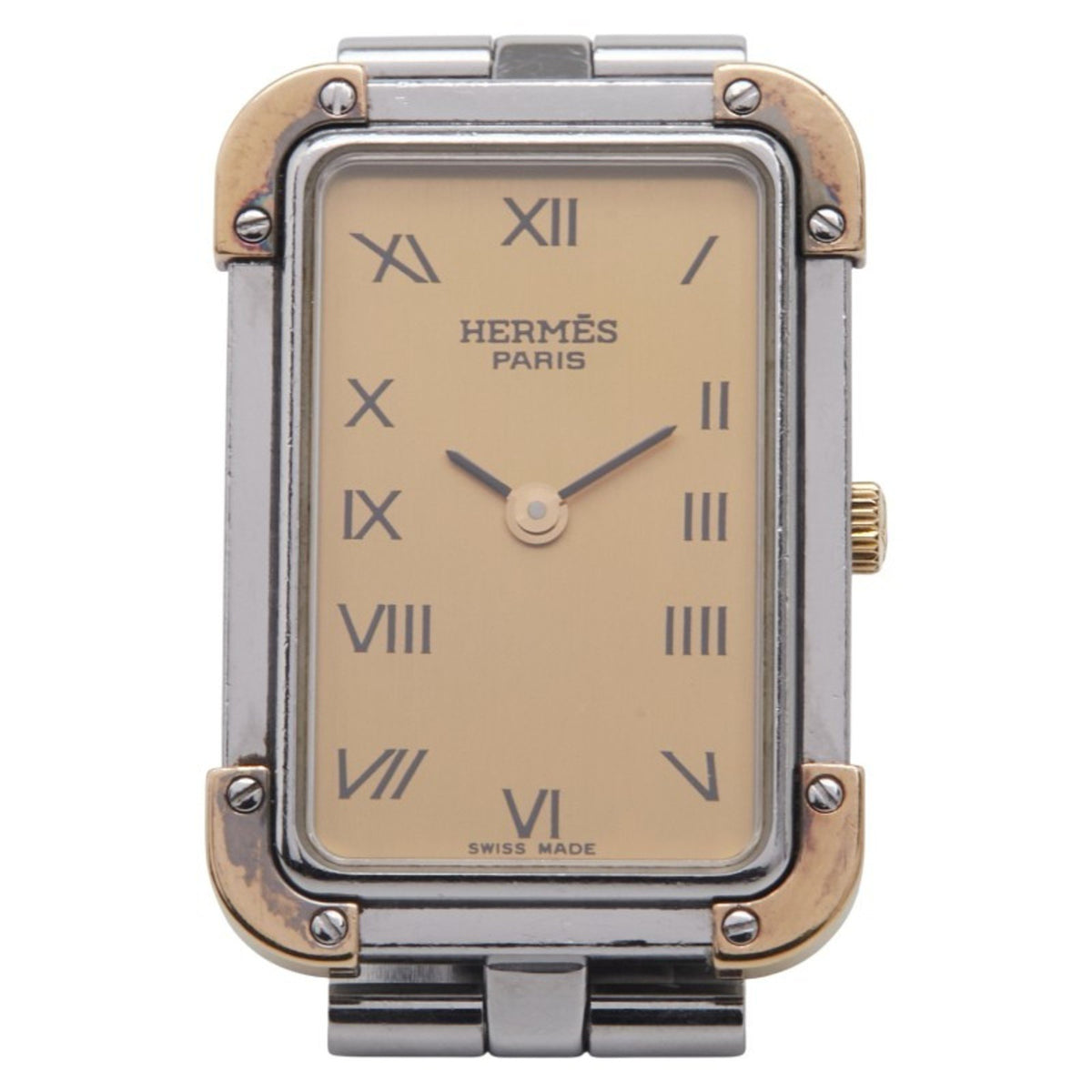 Pre-Owned Herm?s Cloiseur Watch CR1.220 Quartz Gold Dial Stainless Steel Plated Women's HERMES