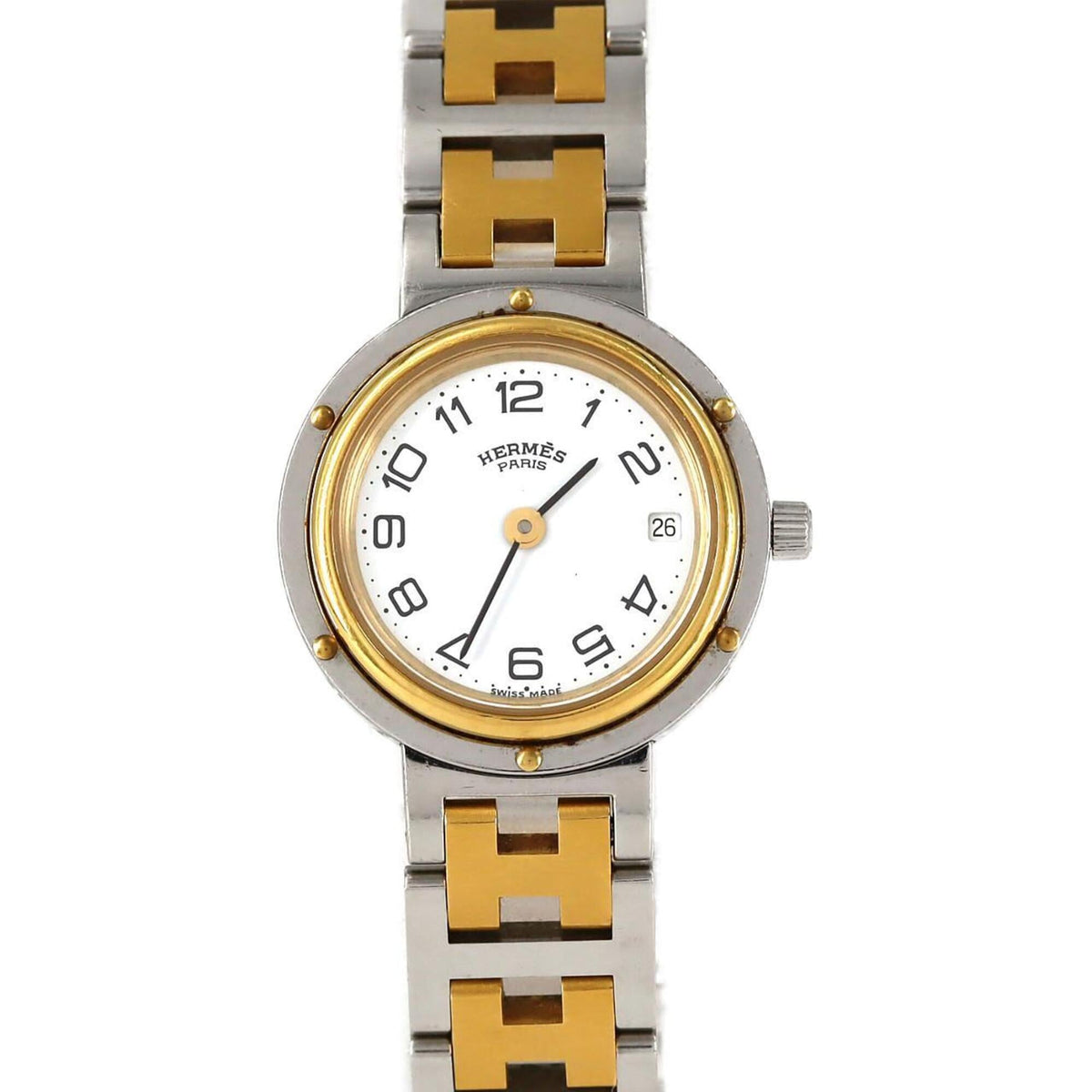 Pre-Owned Hermes Clipper Combination SSxGP Quartz Watch