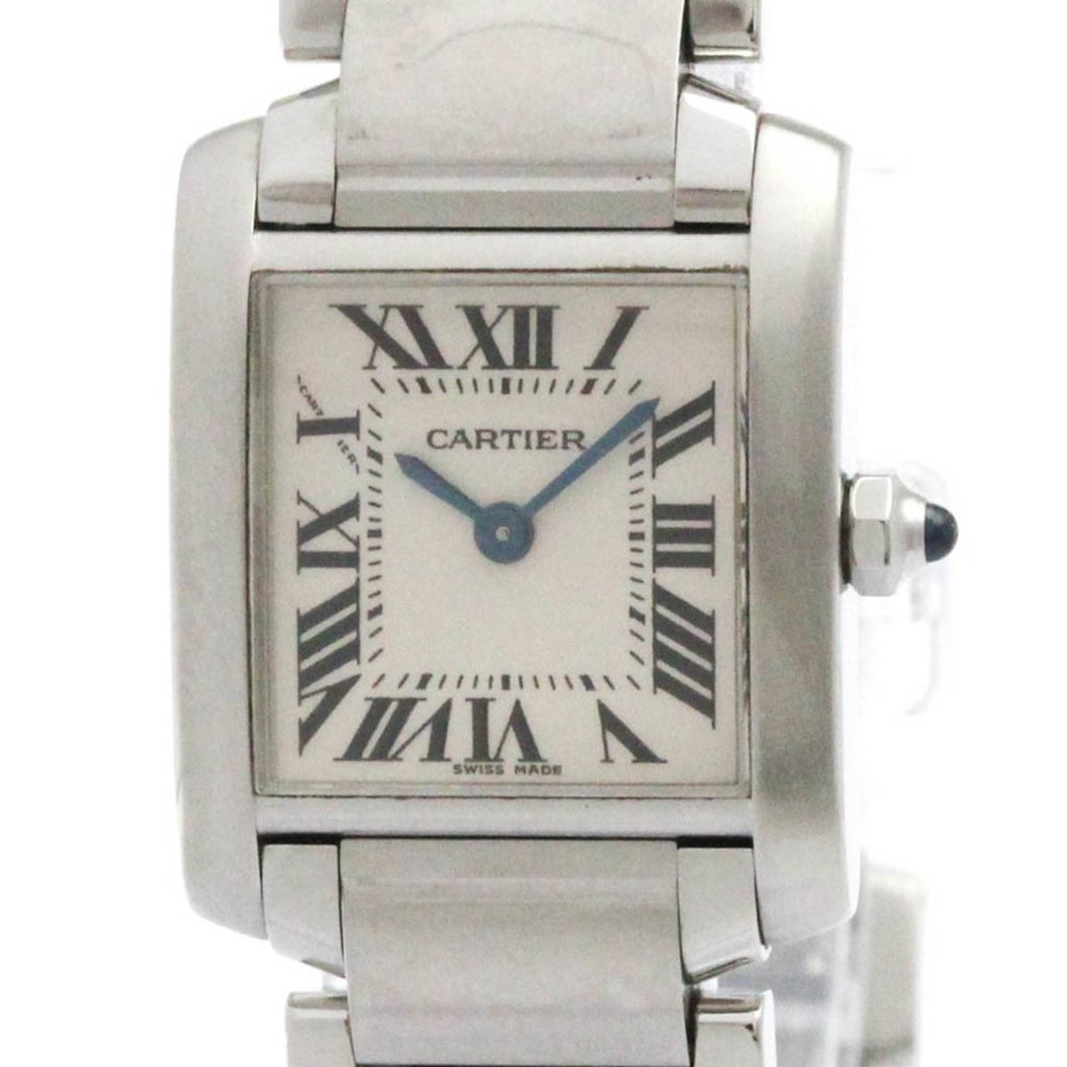 Gebrauchte CARTIER Tank Francaise Stahl Quarz Damenuhr W51008Q3 Poliert 