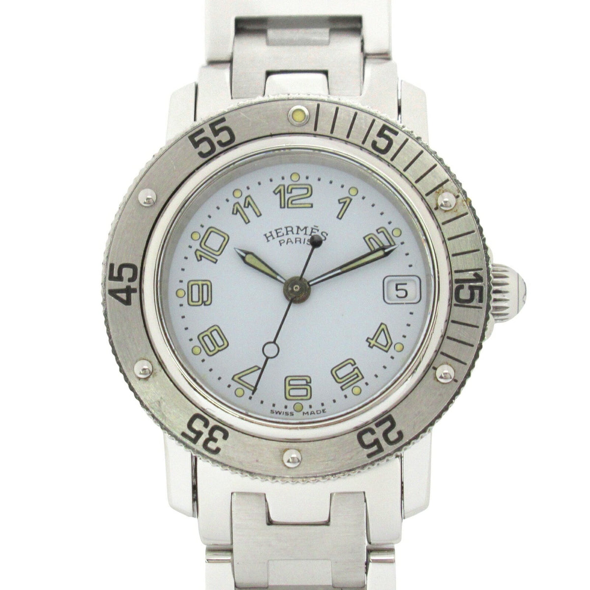 Gebrauchte Hermes Clipper Taucheruhr Edelstahl Damen Weiß CL5.210 