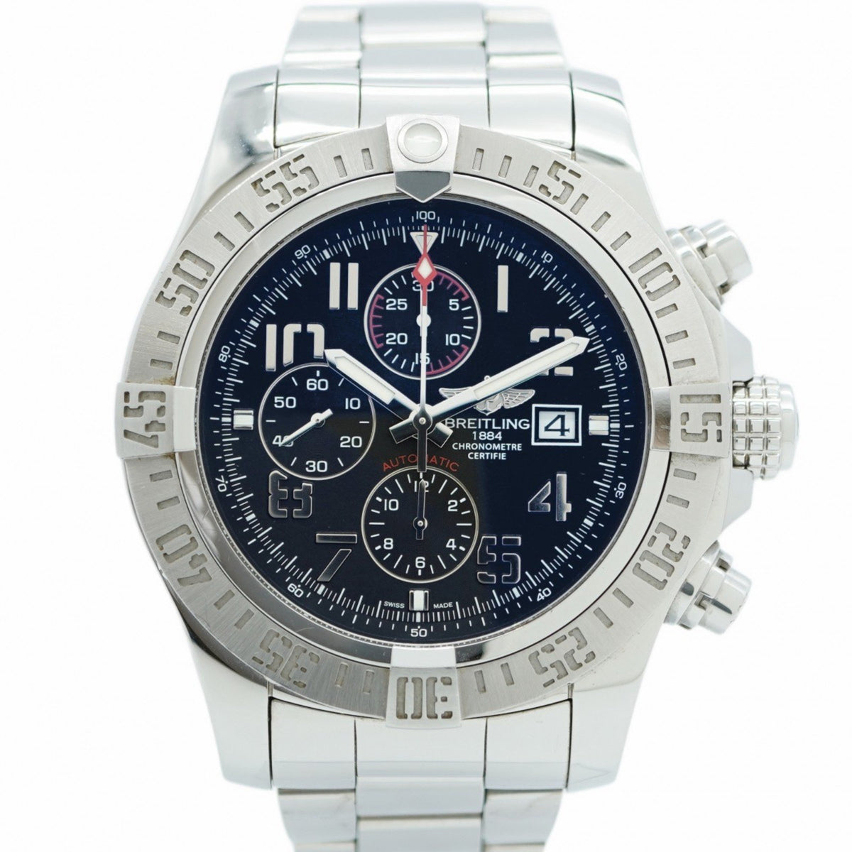 Gebrauchte Breitling Avenger II A13371 Herrenuhr mit schwarzem Zifferblatt 