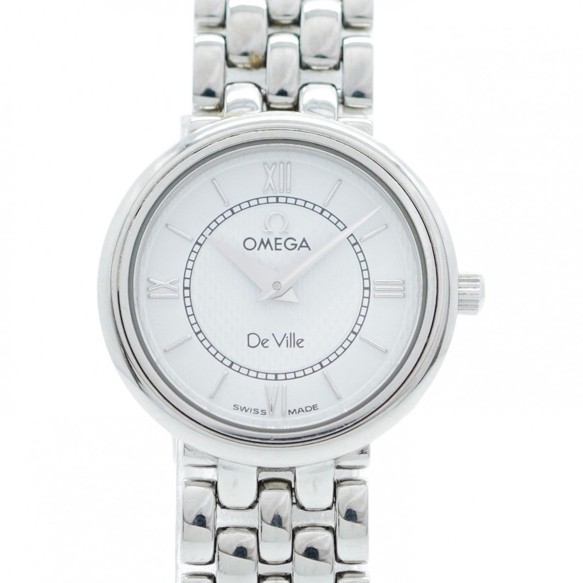 Gebrauchte Omega De Ville 7574.21.00 Damenuhr mit weißem Zifferblatt 
