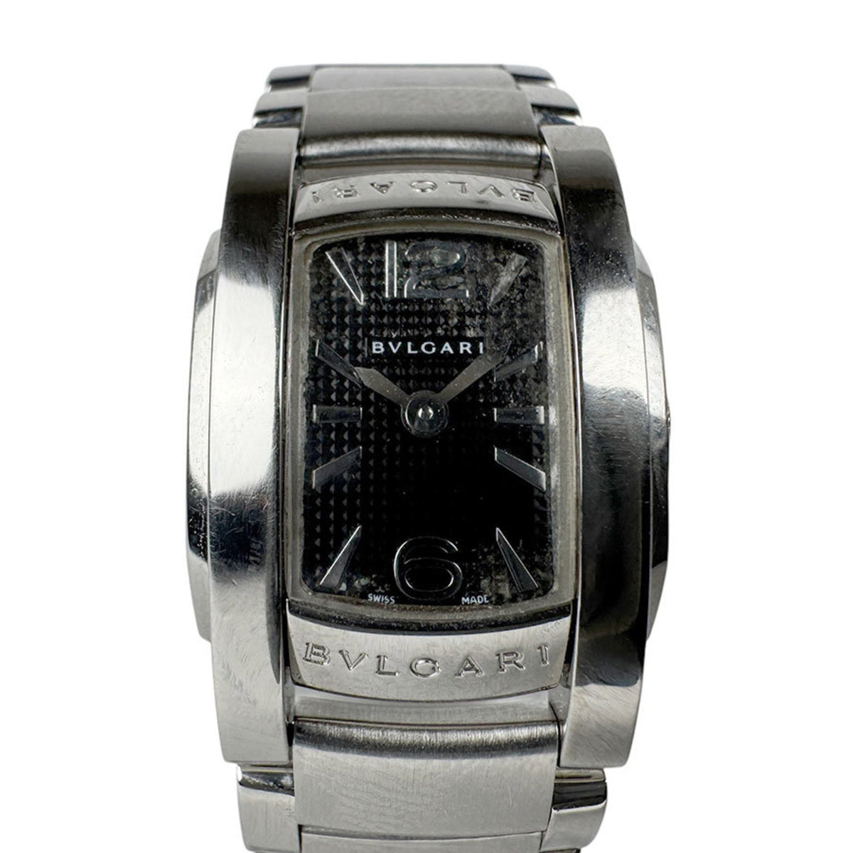 Gebrauchte BVLGARI Uhr Ashoma Edelstahl Silber Schwarz Damen Quarz Zifferblatt u0008 