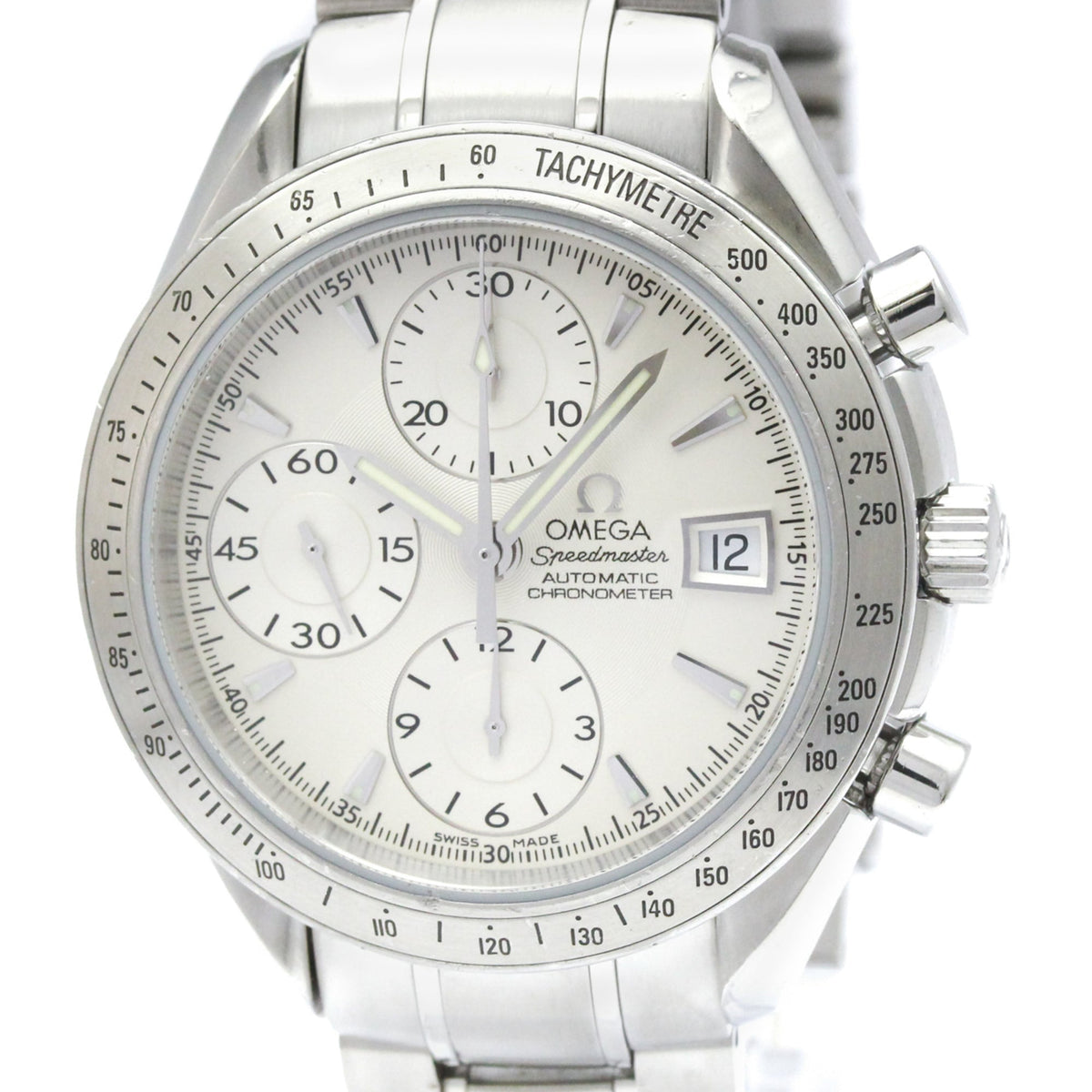 Pre-Owned OMEGA Speedmaster Date Steel Automatic Mens Watch 3211.30 Polished