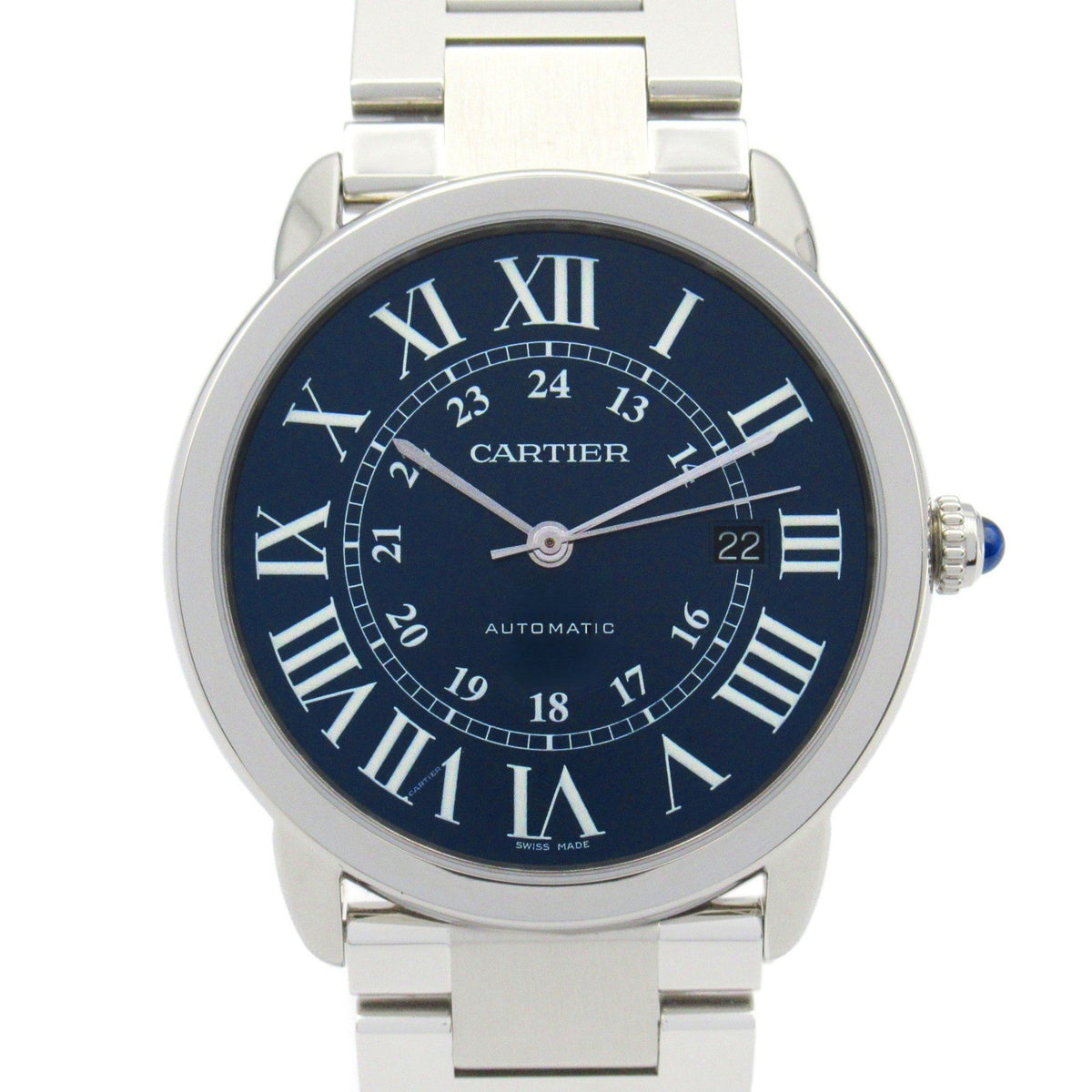 Gebrauchte Cartier Rondo Solo Uhr Edelstahl Herren Blau WSRN0023 