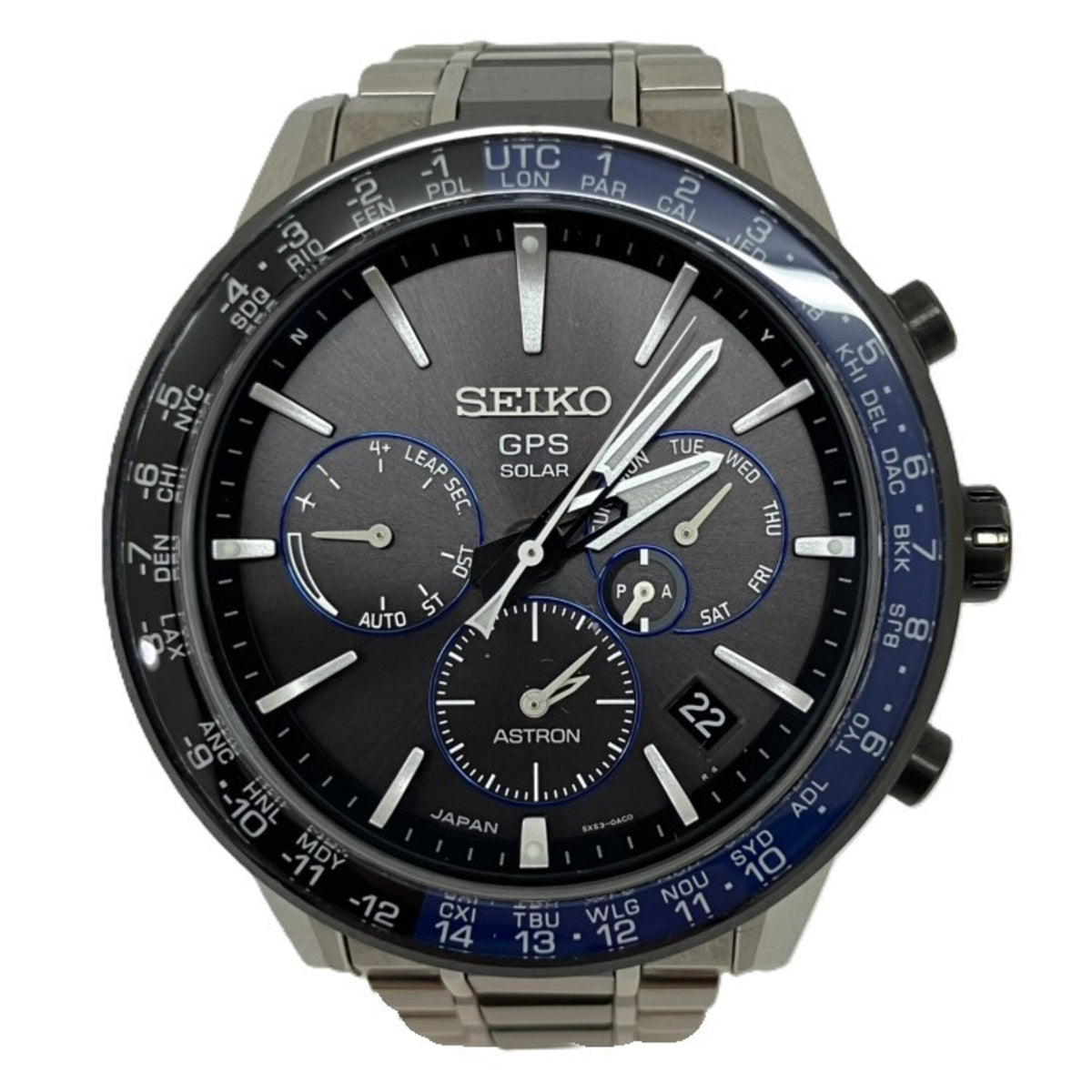 Pre-Owned SEIKO Astron 5X Series Dual Time Titanium Watch SBXC009 (5X53-0AD0)