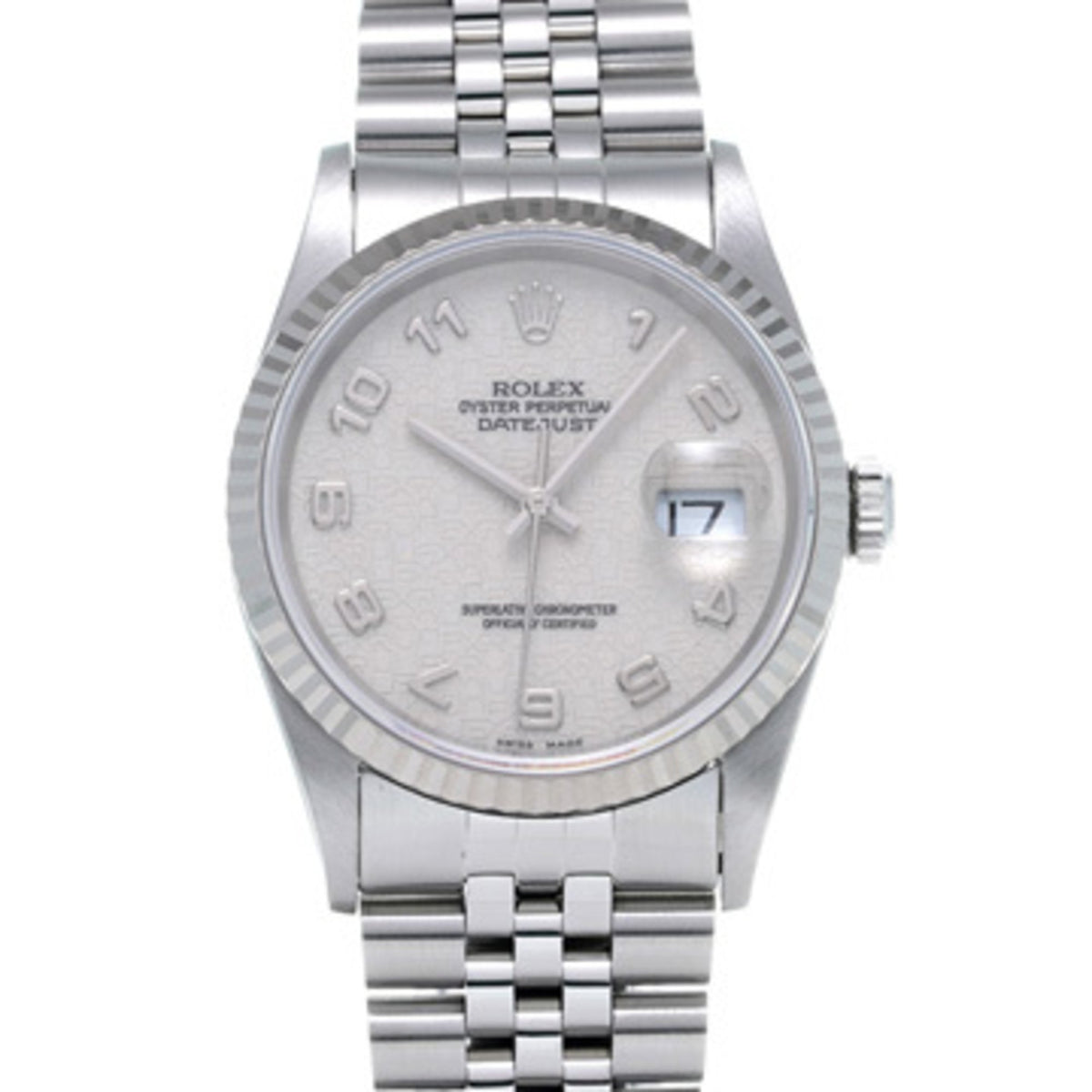 Gebrauchte Rolex Datejust 16234 W Seriennummer (hergestellt um 1996) Silber Computer Herrenuhr Automatikaufzug 
