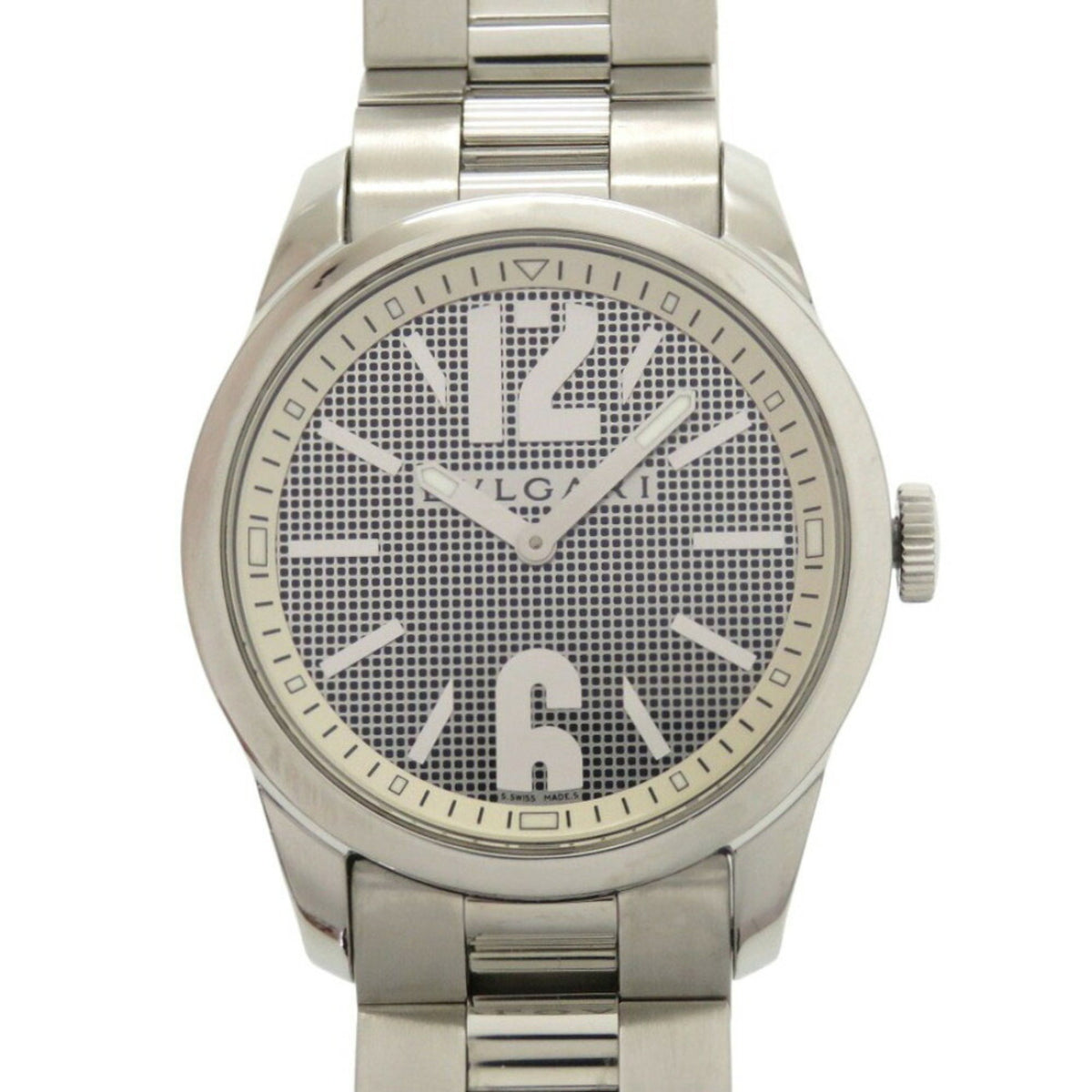 Gebrauchte Bvlgari Solotempo ST37S SS Schwarzes Quarzuhr-Zifferblatt 0215BVLGARI 