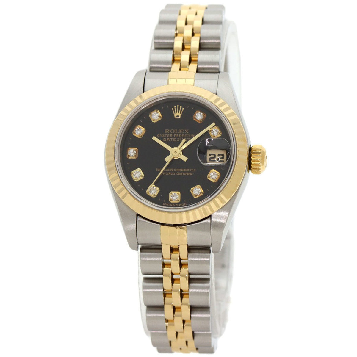 Gebrauchte Rolex 69173G Datejust 10P Diamant Uhr Edelstahl SSxK18YG Damen ROLEX 
