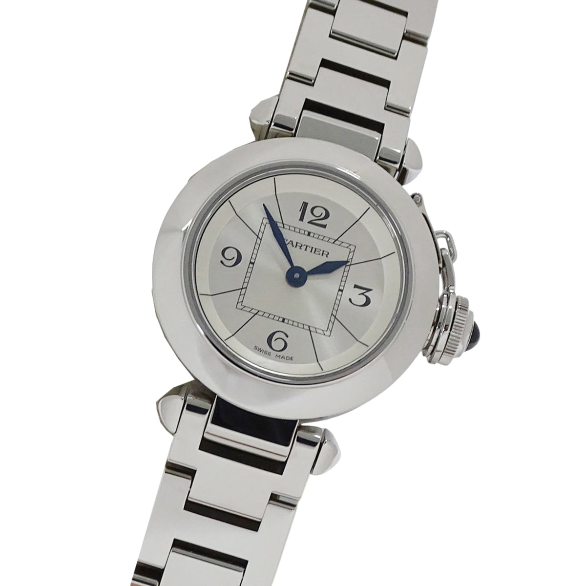 Pre-Owned Cartier Miss Pasha Quartz Watch for Women, QZ Stainless Steel, W3140007, Silver, Round, Polished