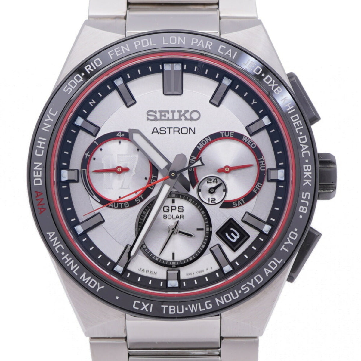 Gebrauchte Seiko Astron Shohei Otani Modell Solar Funkuhr SBXC125/5X53-0BX0 Armbanduhr Titan/Keramik Silber 1528SEIKO Herren 