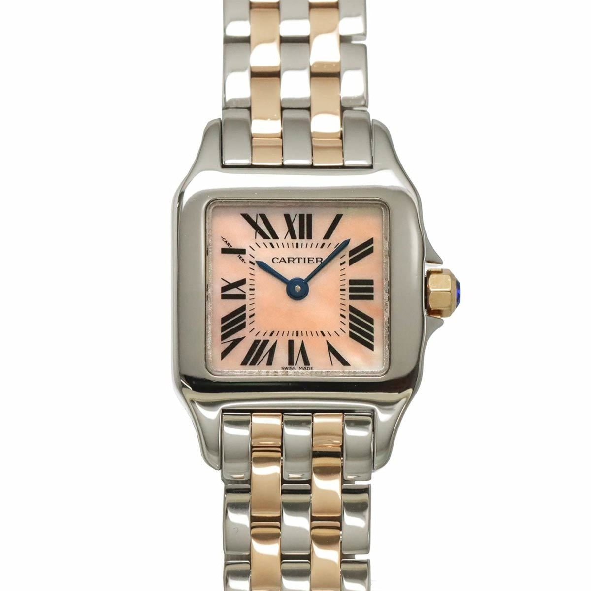 Pre-Owned Cartier Santos Demoiselle SM Two-tone Watch W25074Y9 Women's Pink Shell PG Gold Quartz