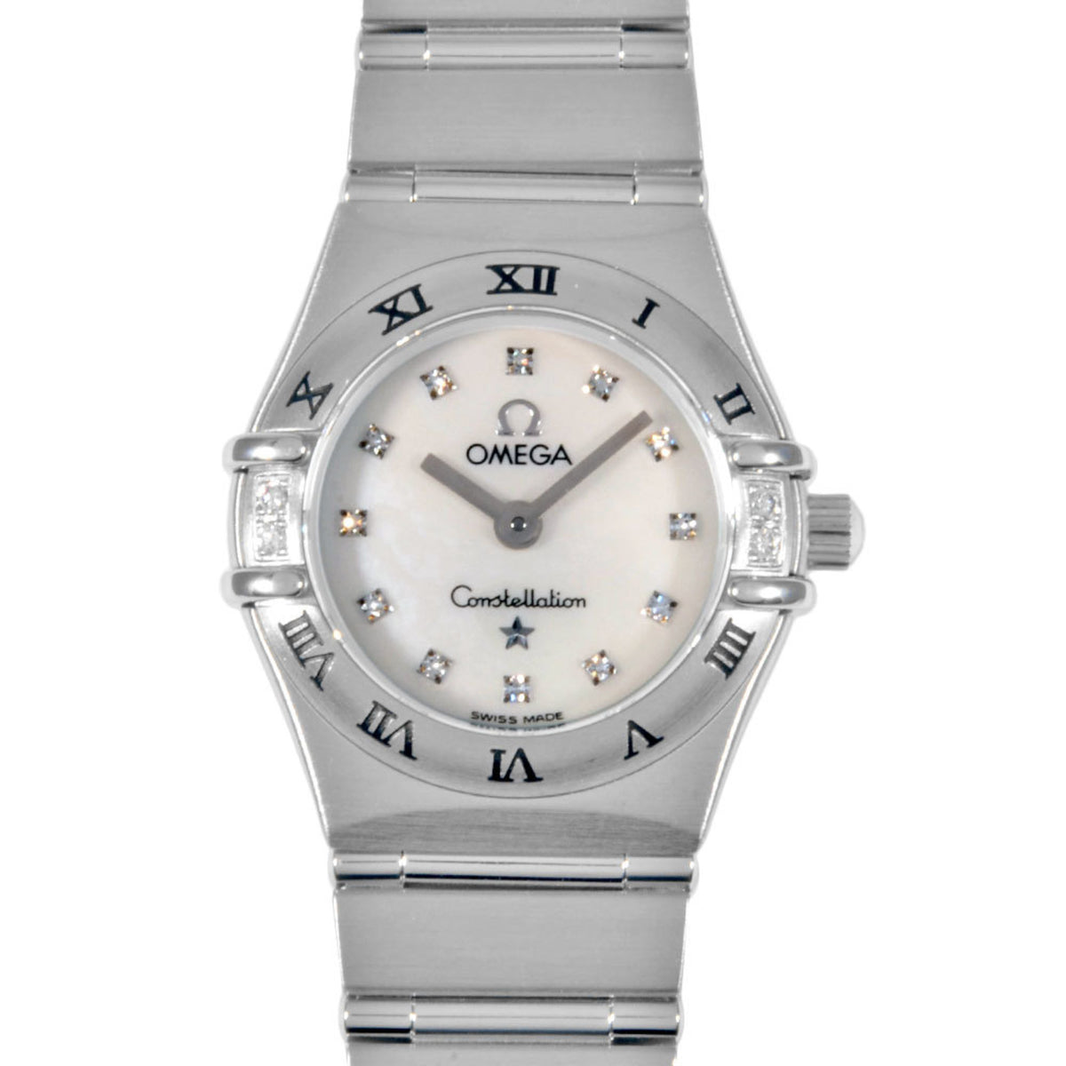 Gebrauchte OMEGA Constellation Uhr Quarz weißes Shell Zifferblatt 12PD Damen 