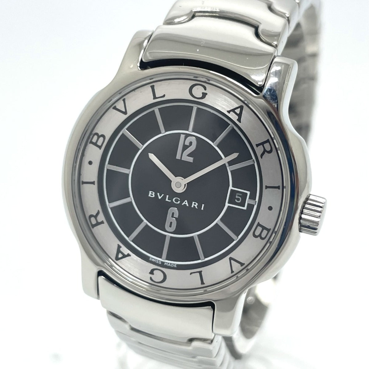 Gebrauchte Bvlgari ST29S Quarz-Armbanduhr mit Datumsanzeige, Silber 