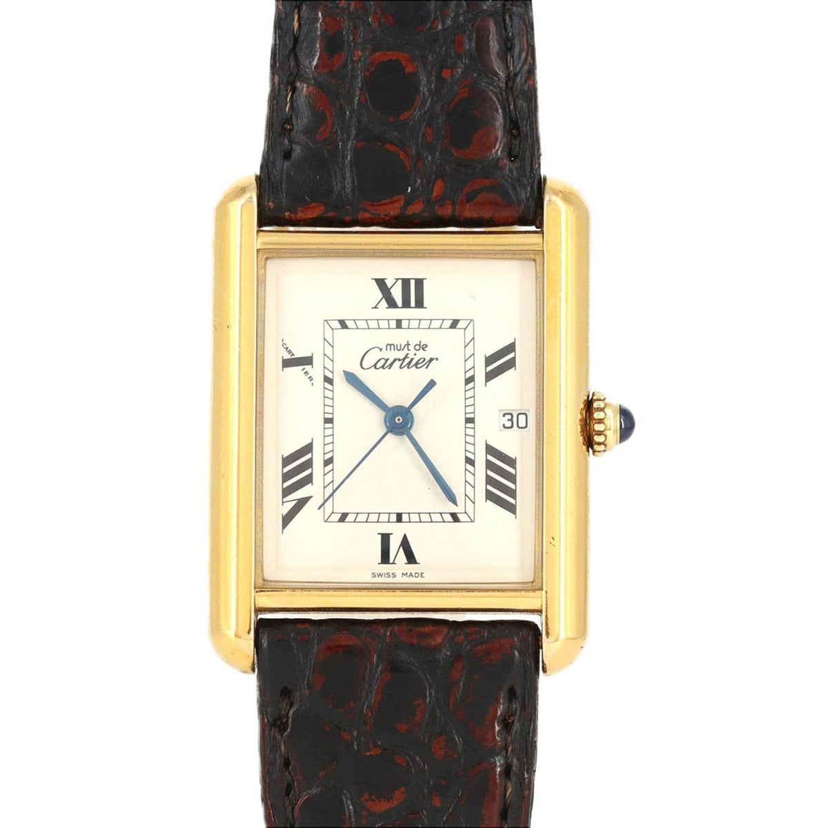 Pre-Owned Cartier Must Tank GP LM W1013754 Quartz Watch