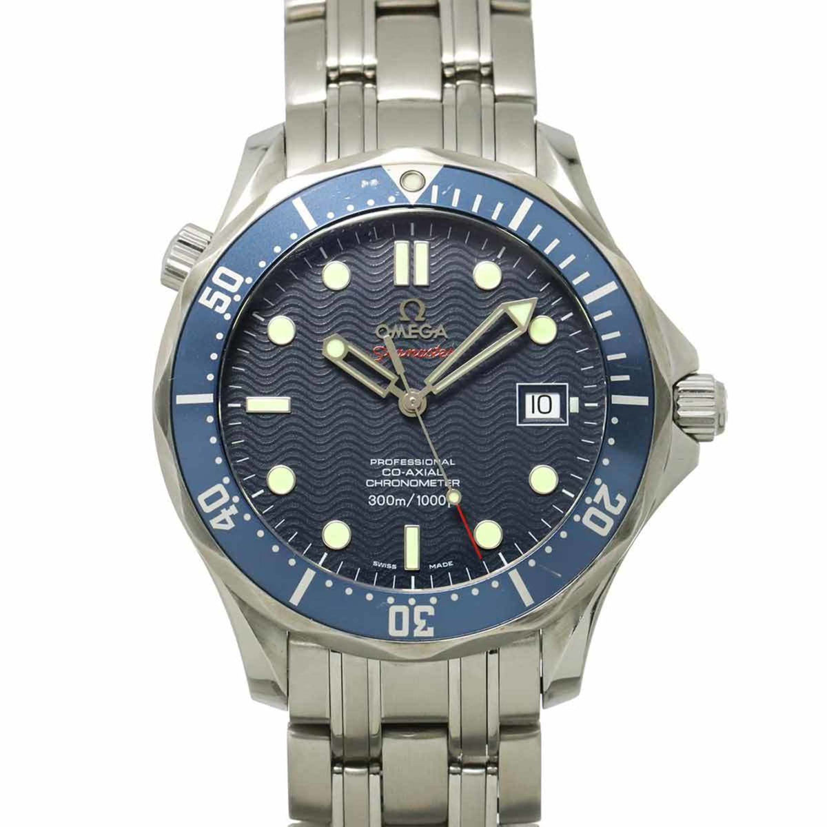 Pre-Owned OMEGA Seamaster Professional 300 Co-Axial Chronometer 2220 80 Men's Watch with Date, Navy Blue, Automatic