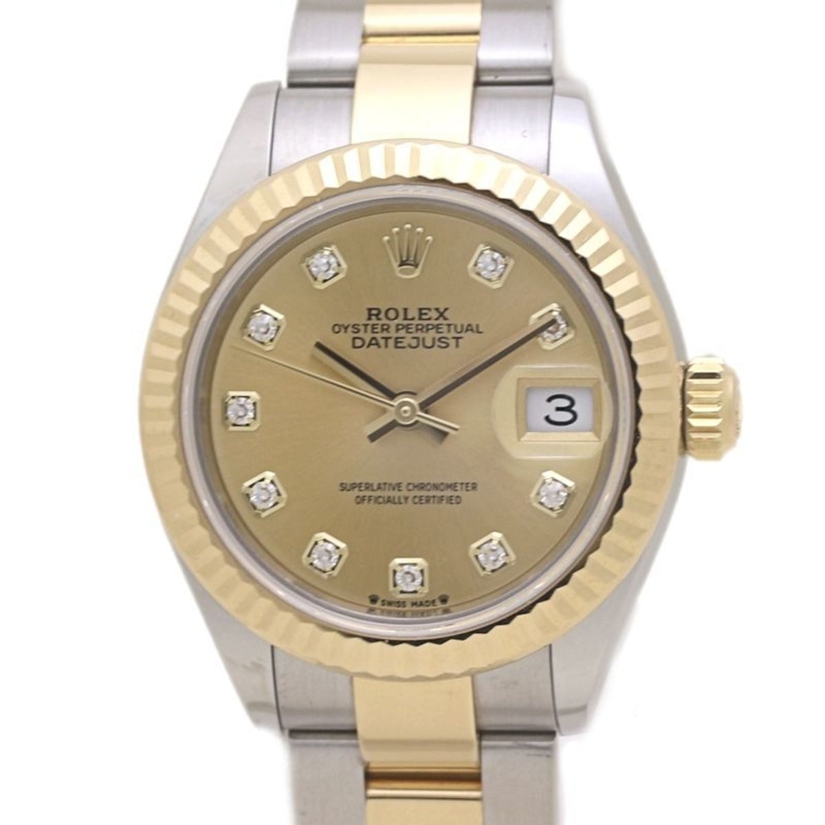 Pre-Owned ROLEX Rolex Datejust 28 with 10 Diamonds, 279173G, Women's Watch, 18K Yellow Gold and Stainless Steel, 40209