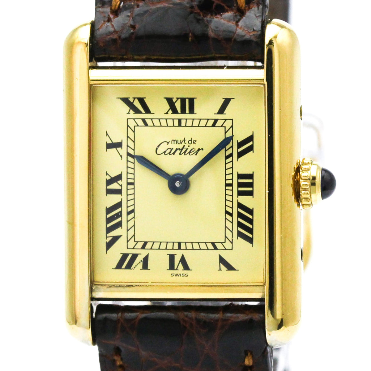 Pre-Owned CARTIER Must Tank Vermeil Gold Plated Quartz Ladies Watch 5057001