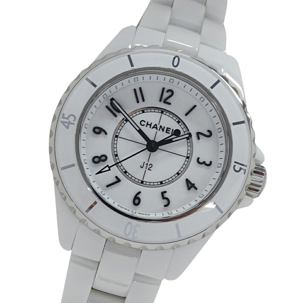Gebrauchte CHANEL Uhr für Damen, J12, Quarz, Edelstahl, weiße Keramik, H5698, weiß, poliert 