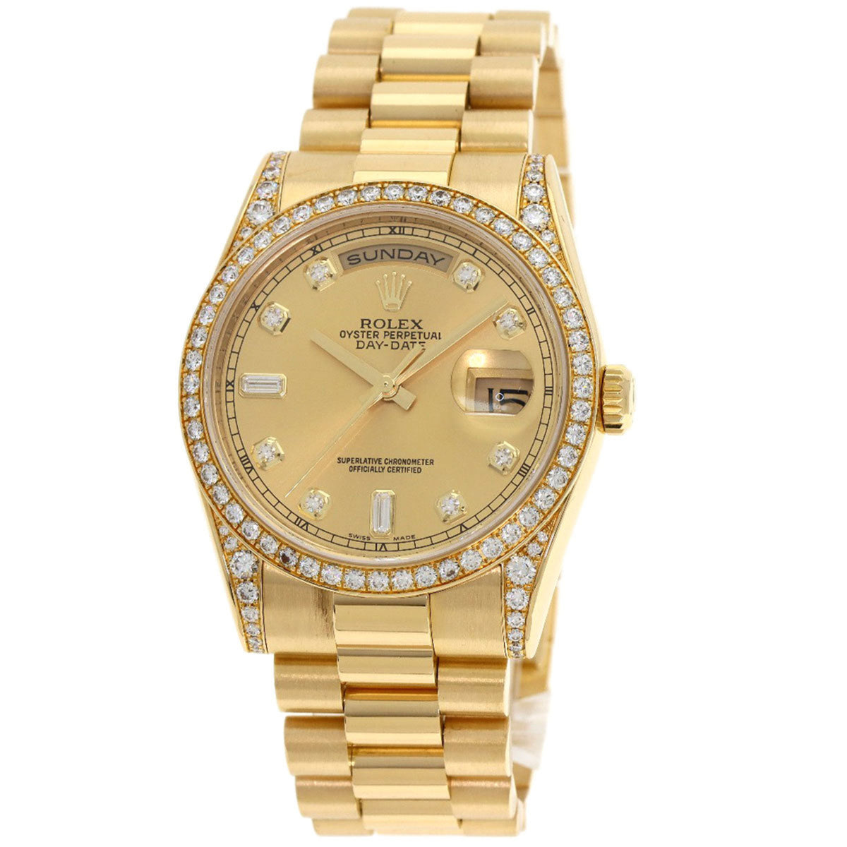 Gebrauchte Rolex 118388A Day Date 10P Diamantuhr K18 Gelbgold K18YG Herren ROLEX 