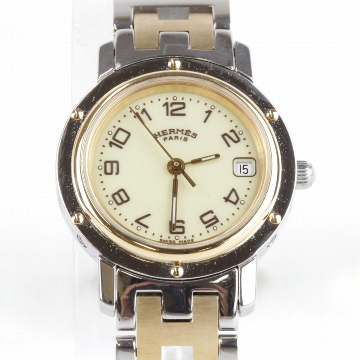 Pre-Owned HERMES Clipper CL4.220 Watch, Date, Quartz, Battery-Operated, Women's