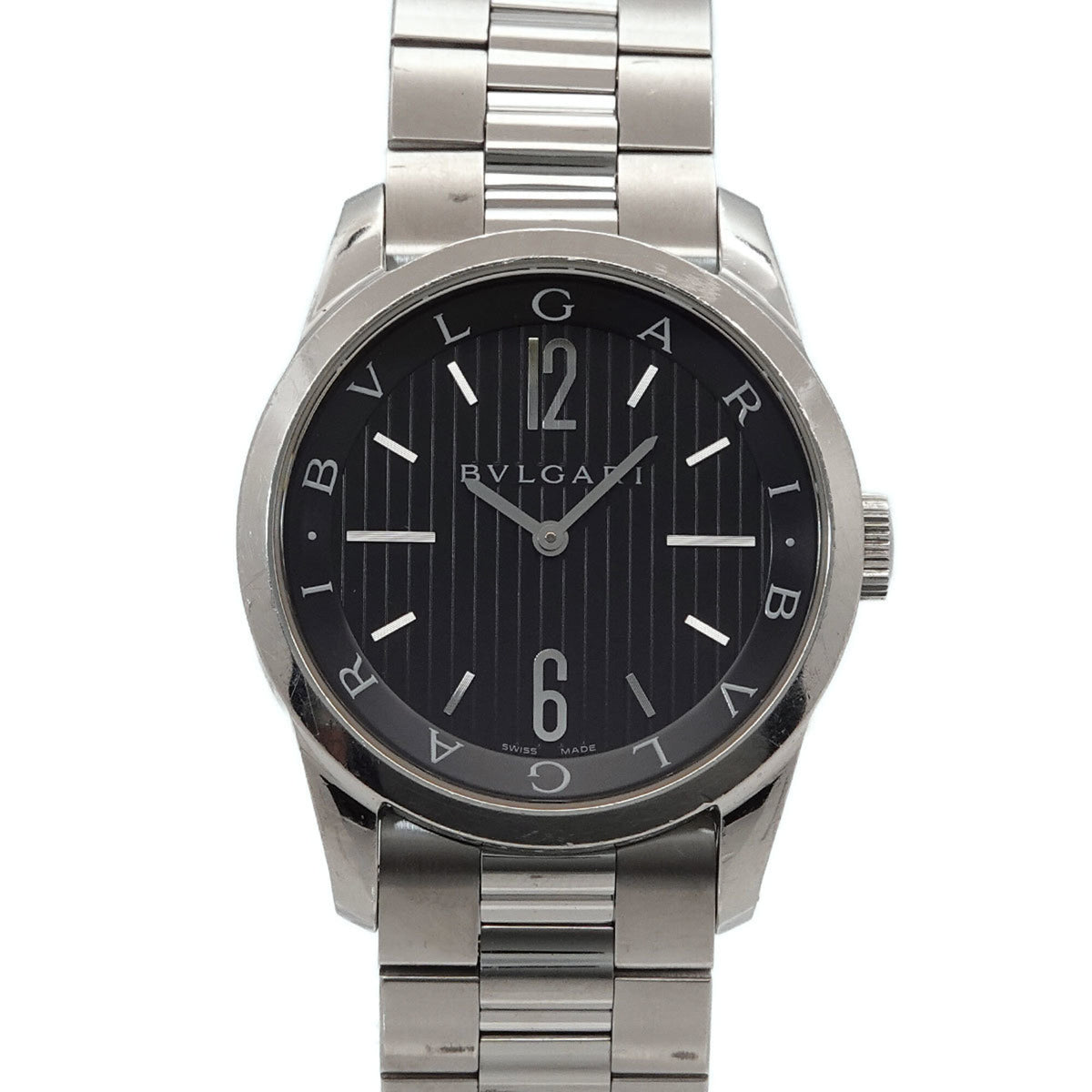 Pre-Owned Bulgari BVLGARI Solotempo ST37S Men's Watch Black Quartz