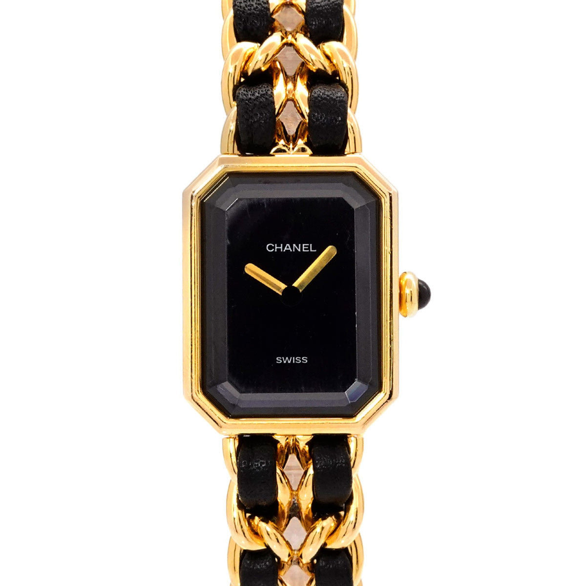 Gebrauchte CHANEL Premiere L Größe H0001 Damenuhr Schwarz Gold Quarz 