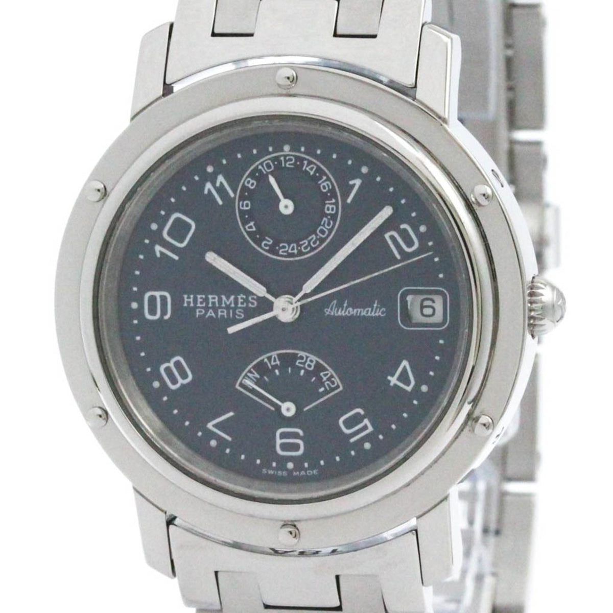 Gebrauchte HERMES Clipper Power Reserve Stahl Automatikuhr CL5.710 poliert 