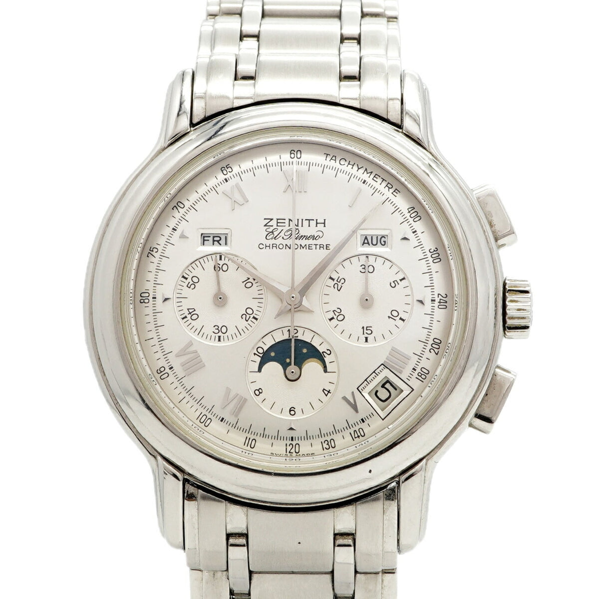 Pre-Owned Zenith Chronomaster Triple Calendar Moonphase 02.0240.410 Silver Dial Men's Watch