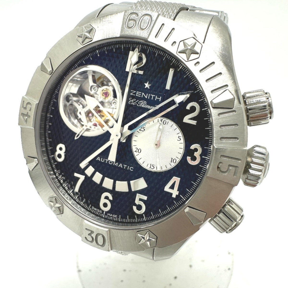 Gebrauchte Zenith 03.0516.4021 Open El-Primero Back Scale Automatische Armbanduhr Silber 