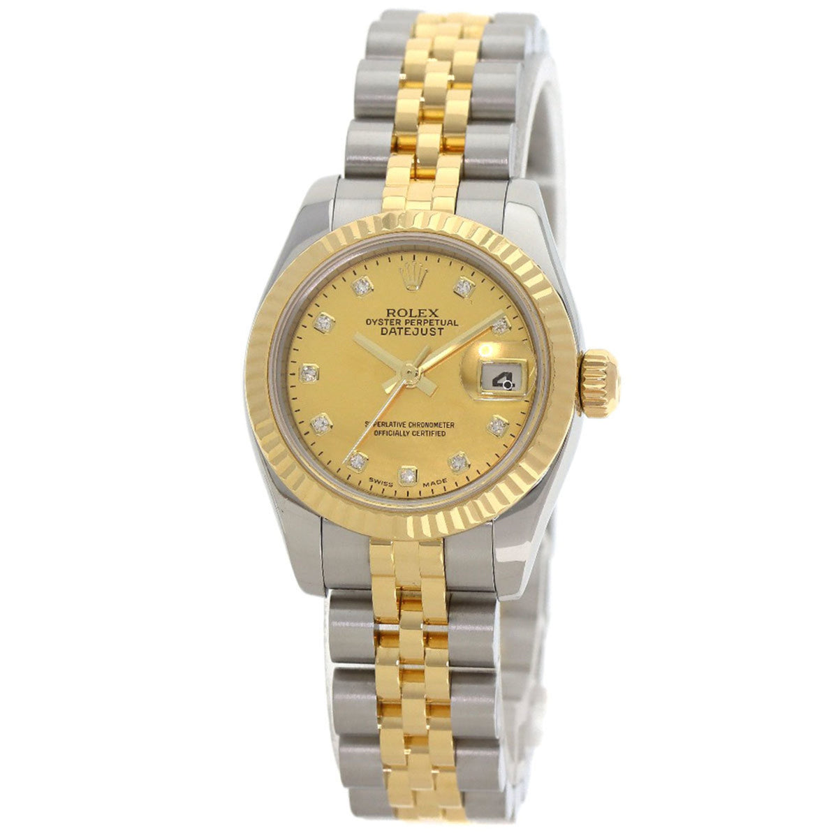 Pre-Owned Rolex 179173NG Datejust 10P Diamond Watch Stainless Steel SSx18KYG 18KYG Women's