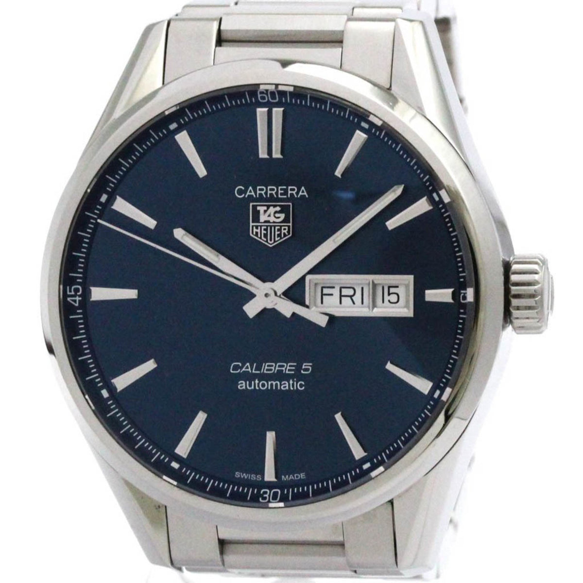 Pre-Owned TAG HEUER Carrera Calibre 5 Day Date Automatic Watch WAR201E Polished