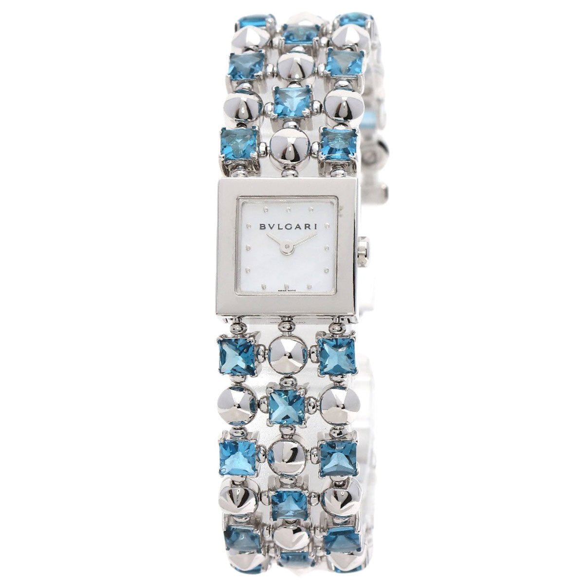 Gebrauchte BVLGARI LUW16G Lucia Blue Topaz Uhr K18 Weißgold K18WGxBlue Damen 