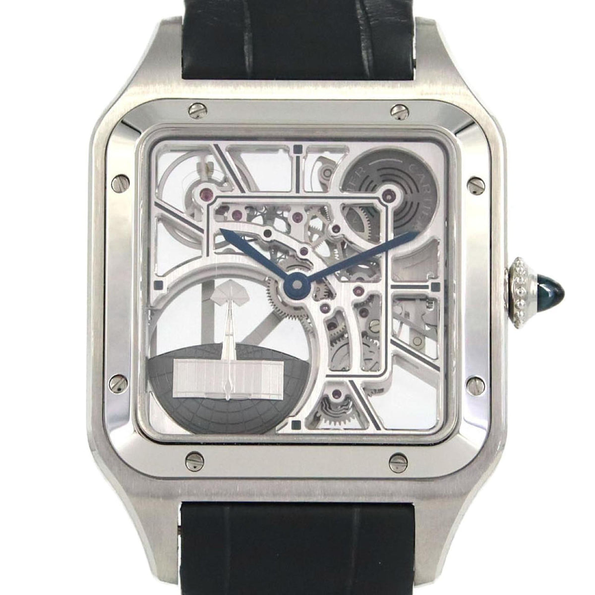 Pre-Owned Cartier Santos-Dumont Skeleton Watch LM with Micro-Rotor, WHSA0032, Stainless Steel, Automatic