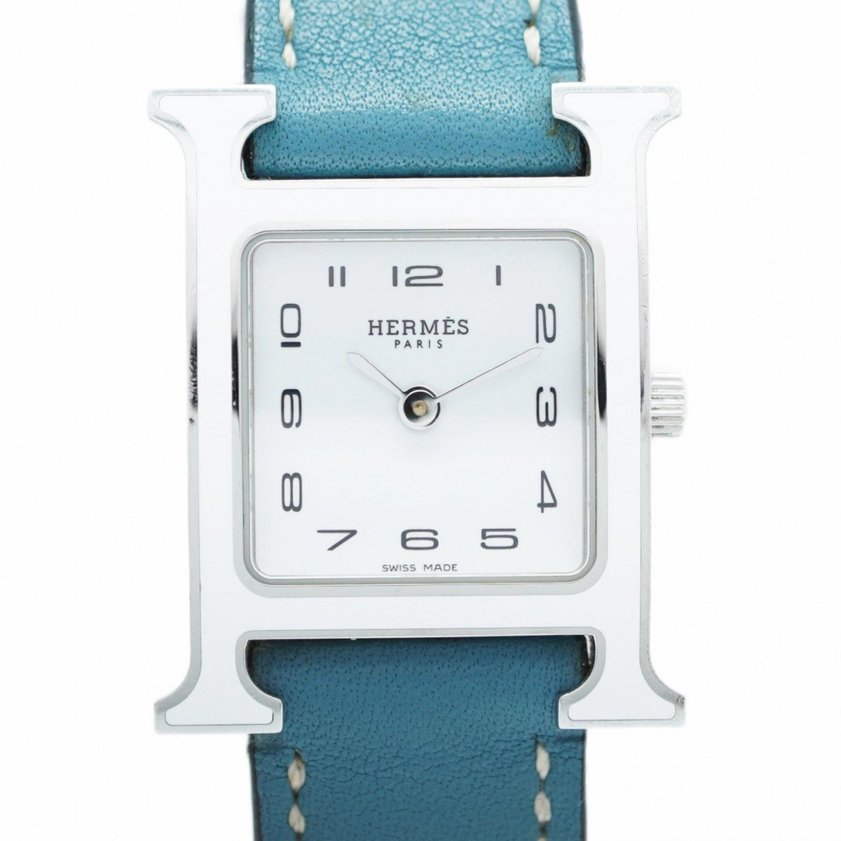 Gebrauchte Hermes H Uhr HH1.220 Weißes Zifferblatt für Herren 