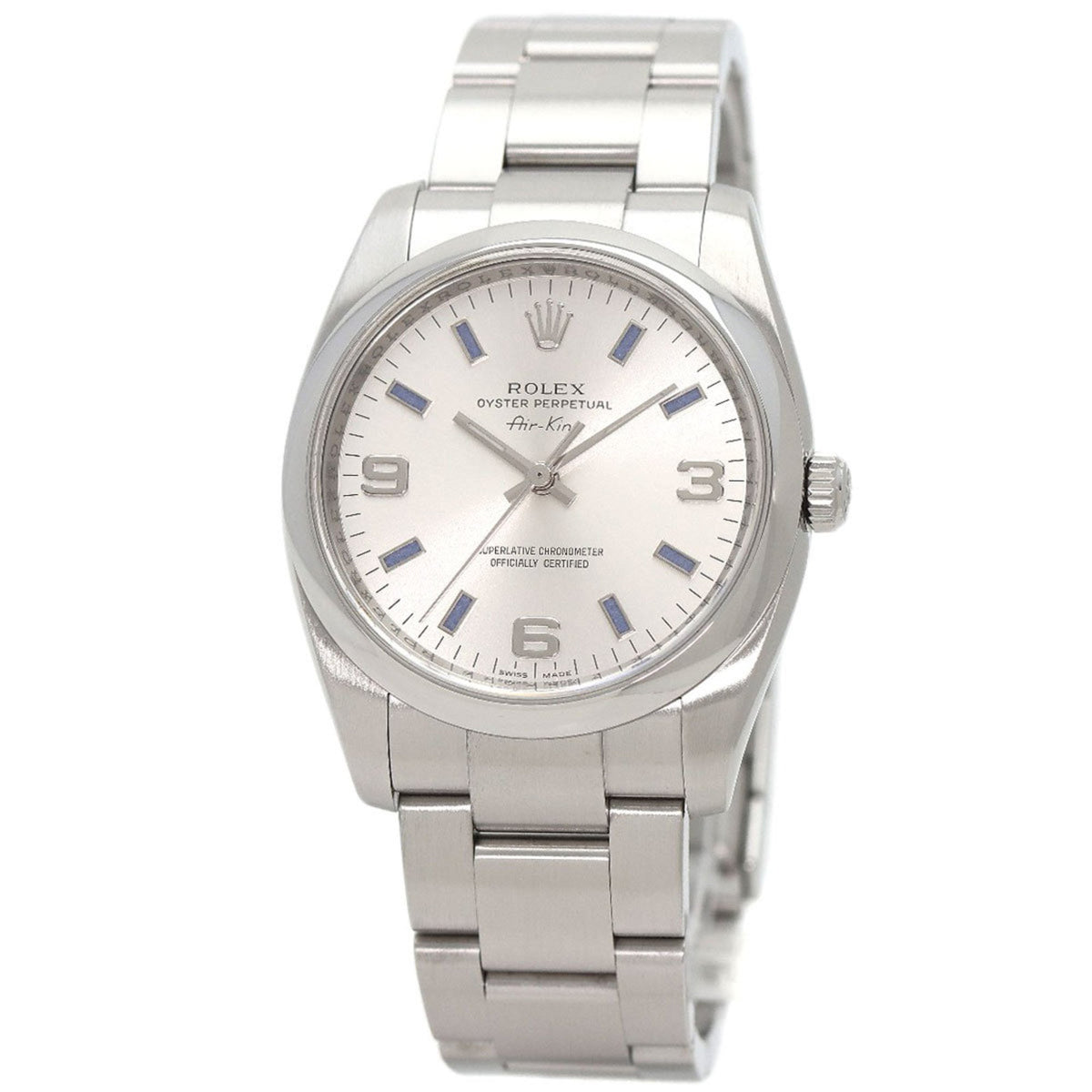 Gebrauchte Rolex 114200 Air King Silber 369 Blue Bar Uhr Edelstahl/SS Herren ROLEX 
