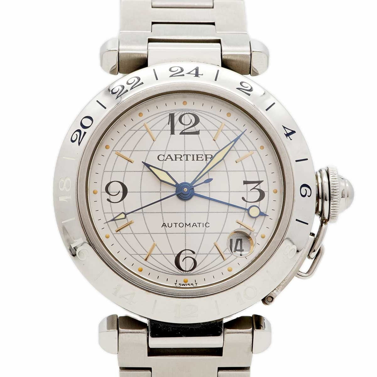 Pre-Owned Cartier Pasha C Meridian W31029M7 Silver Dial Watch (Boys' Size)