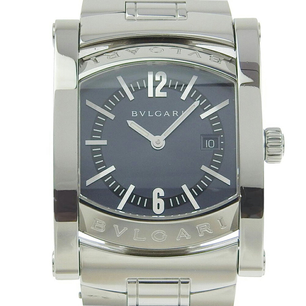 Gebrauchte BVLGARI Assioma Uhr AA39S Edelstahl Quarz Analoganzeige Blaues Zifferblatt Jungen 