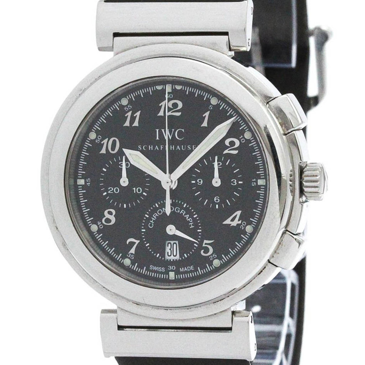 Gebrauchte polierte IWC Da Vinci SL Chronograph Stahl Quarzuhr IW372810 BF582402 